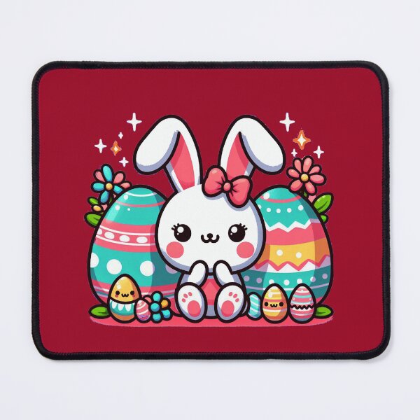 Item preview, Easter Eggs And A Rabbit In Kawaii Style designed and sold by Tamer ⭐⭐⭐⭐⭐.