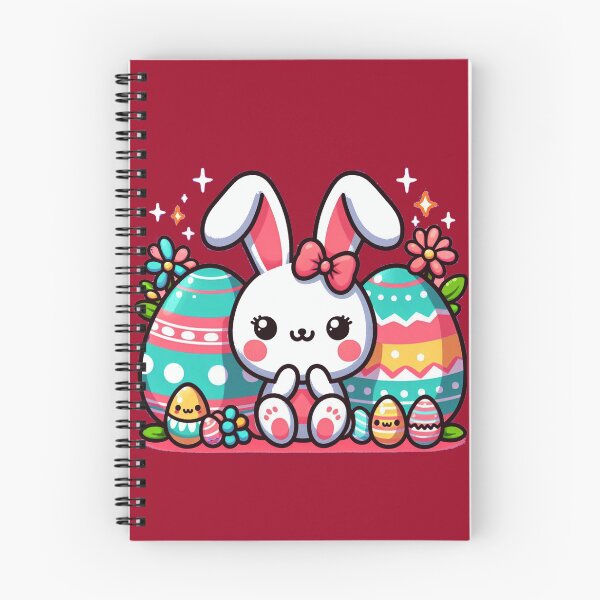 Item preview, Easter Eggs And A Rabbit In Kawaii Style designed and sold by Tamer ⭐⭐⭐⭐⭐.