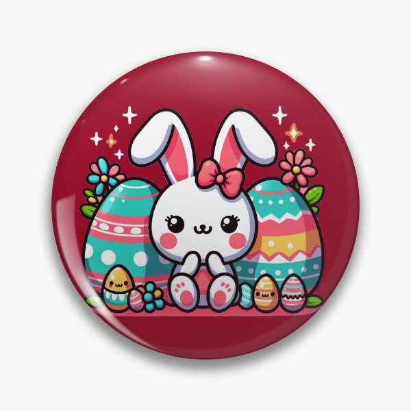 Item preview, Easter Eggs And A Rabbit In Kawaii Style designed and sold by Tamer ⭐⭐⭐⭐⭐.