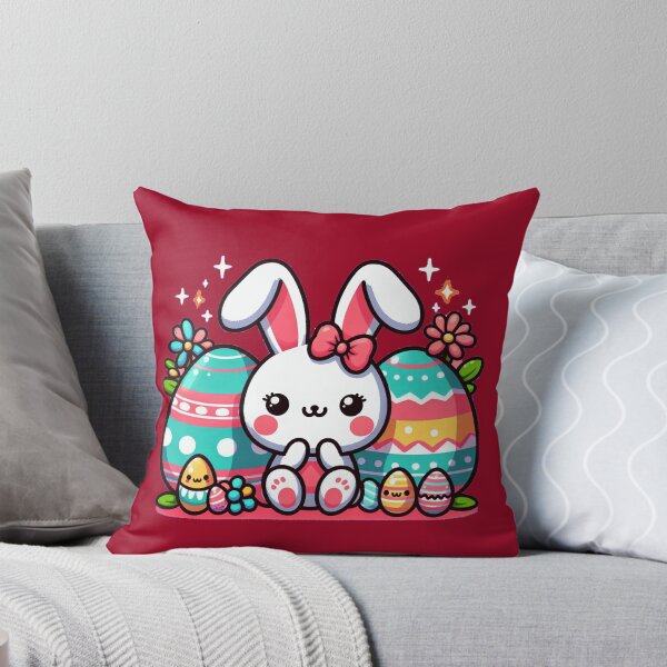 Item preview, Easter Eggs And A Rabbit In Kawaii Style designed and sold by Tamer ⭐⭐⭐⭐⭐.