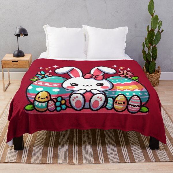 Item preview, Easter Eggs And A Rabbit In Kawaii Style designed and sold by Tamer ⭐⭐⭐⭐⭐.