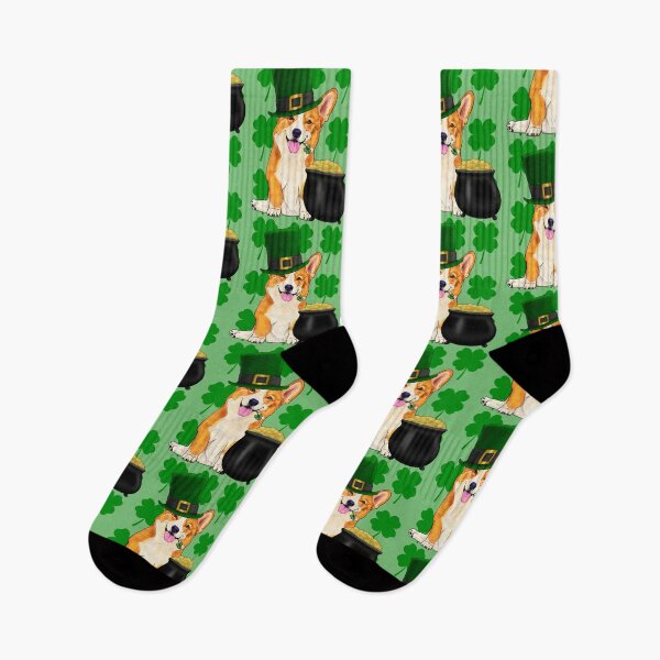 Item preview, Irish corgi with four leaf clover and a pot of gold designed and sold by Mehu.