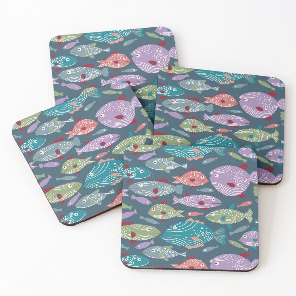 Item preview, School of Spiral Fish [blue on dark blue] designed and sold by Aia UENO design.