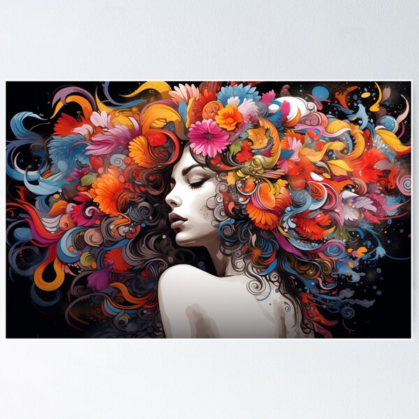 Item preview, Beautiful Flower Hair Girl designed and sold by SOCaptivating.