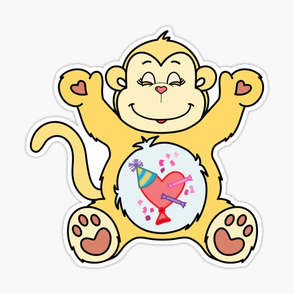 Playful Heart Monkey Caring Bear Cousin Stuffie Sticker for Sale