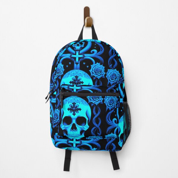 Item preview, Vintage Goth Blue Skulls and Roses designed and sold by TheDarkWardrobe.