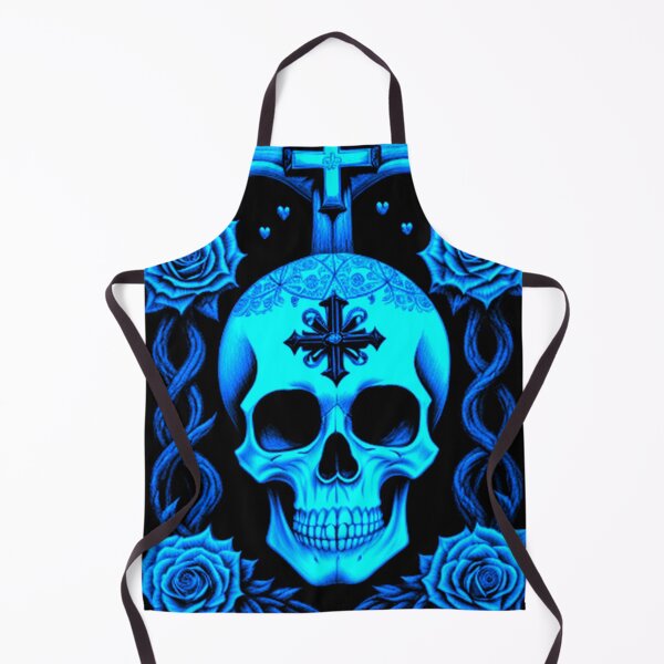 Item preview, Vintage Goth Blue Skulls and Roses designed and sold by TheDarkWardrobe.