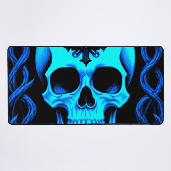 Item preview, Vintage Goth Blue Skulls and Roses  designed and sold by TheDarkWardrobe.