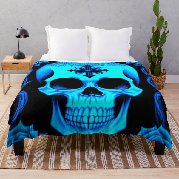 Item preview, Vintage Goth Blue Skulls and Roses designed and sold by TheDarkWardrobe.