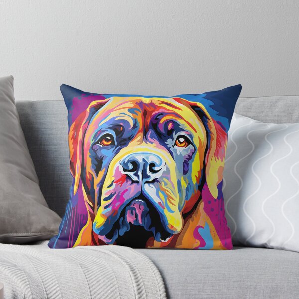 Item preview, Mastiff dog portraits drawing. animal colorful. Animal throw pillow.  designed and sold by formform.
