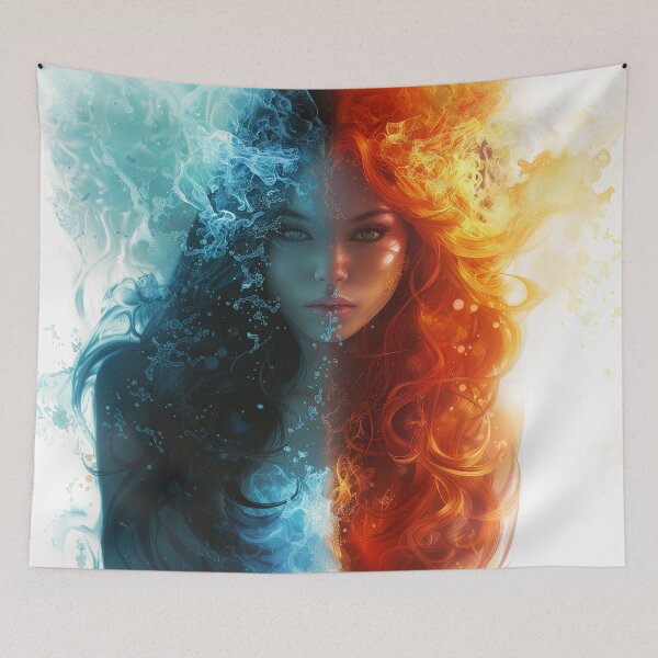 Item preview, Ethereal Fire-Ice Portrait designed and sold by Catloaf Art.