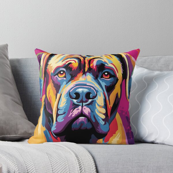 Item preview, Mastiff dog portraits drawing. animal colorful. Animal throw pillow.  designed and sold by formform.