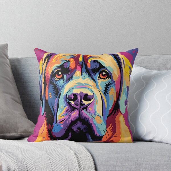 Item preview, Mastiff dog portraits drawing. animal colorful. Animal throw pillow.  designed and sold by formform.