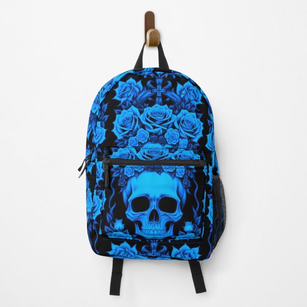 Item preview, Vintage Goth Blue Skull and Roses designed and sold by TheDarkWardrobe.