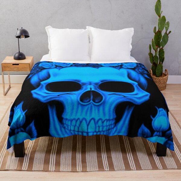 Item preview, Vintage Goth Blue Skull and Roses designed and sold by TheDarkWardrobe.