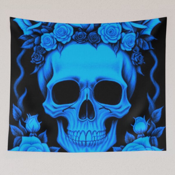 Item preview, Vintage Goth Blue Skull and Roses  designed and sold by TheDarkWardrobe.