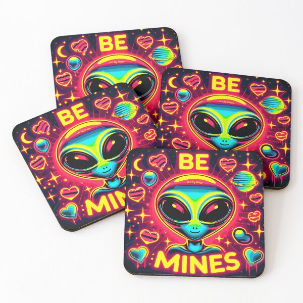 Item preview, Art By Minga Be Mines Neon Red Alien design designed and sold by Artbyminga.