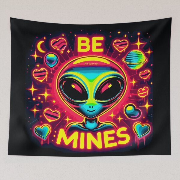Item preview, Art By Minga Be Mines Neon Red Alien design designed and sold by Artbyminga.