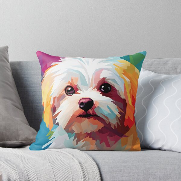 Item preview, maltese dog portraits drawing. animal colorful. Animal throw pillow.  designed and sold by formform.