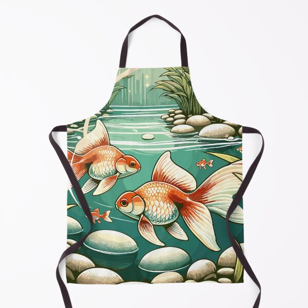 Item preview, Tranquil Pond Scene: Serene Goldfish & Botanical Art designed and sold by Nimira.