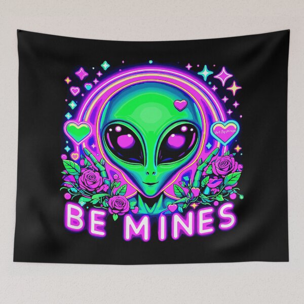 Item preview, Art By Minga Be Mines Alien and Flowers design designed and sold by Artbyminga.