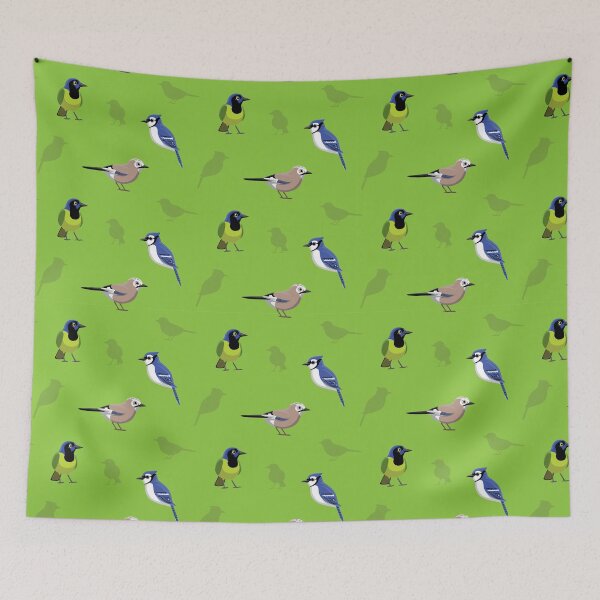 Item preview, Bird Jay Blue Eurasian Green Cartoon Pattern designed and sold by SUPERHERON.