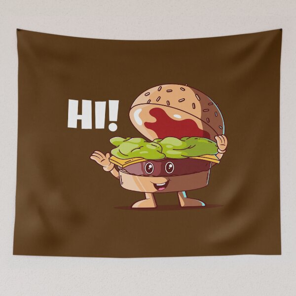 Item preview, Hi! Happy burger (on dark colors) designed and sold by messy-nessie.