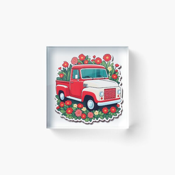 Item preview, Cute farm truck surrounded by flowers designed and sold by Cardsurveyors.