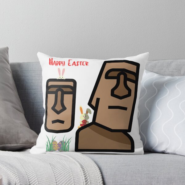 Item preview, Happy Easter on Easter Island with Cute Bunnies and Statues designed and sold by MelloHDesigns.