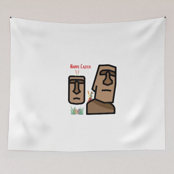 Item preview, Happy Easter on Easter Island with Cute Bunnies and Statues designed and sold by MelloHDesigns.