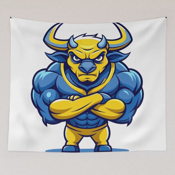Item preview, angry bull full body yellow and dark blue designed and sold by Arextr.