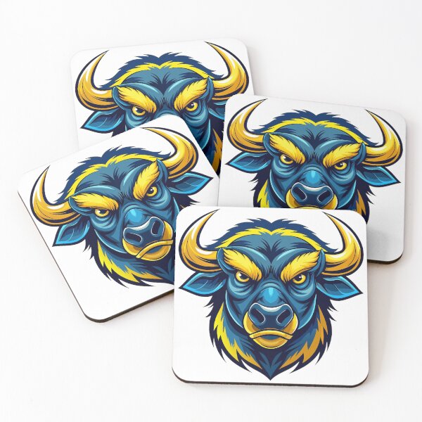 Item preview, angry bull head in yellow and dark blue colors  designed and sold by Arextr.