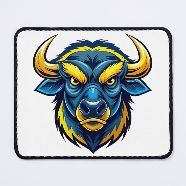Item preview, angry bull head in yellow and dark blue colors  designed and sold by Arextr.