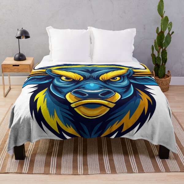 Item preview, angry bull head in yellow and dark blue colors designed and sold by Arextr.