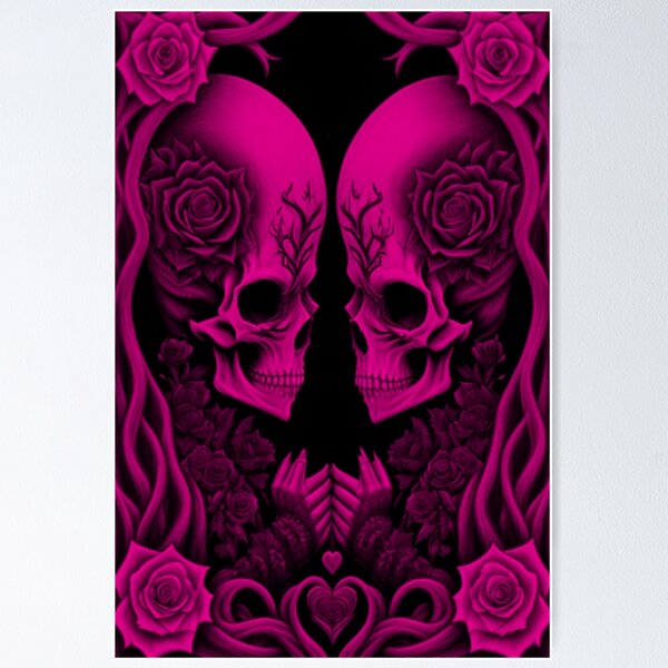 Item preview, Goth Alien Skull Lovers and Roses  designed and sold by TheDarkWardrobe.
