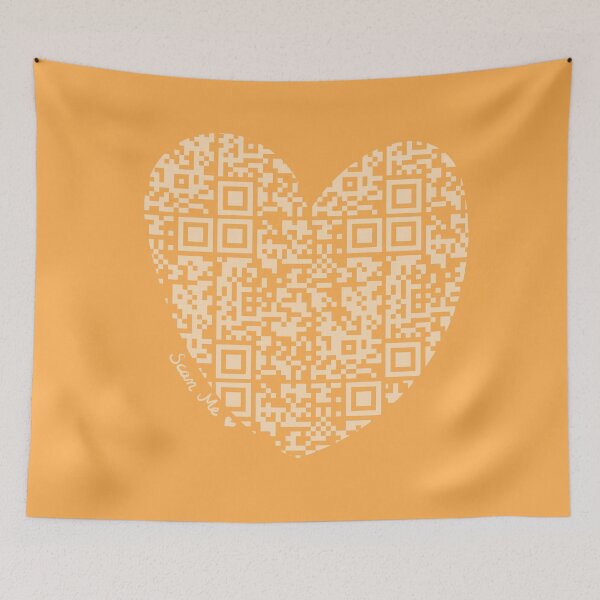 Item preview, Pastel Orange Rick Astley Rickroll QR Code Heart Art designed and sold by Victoria Lehnard.