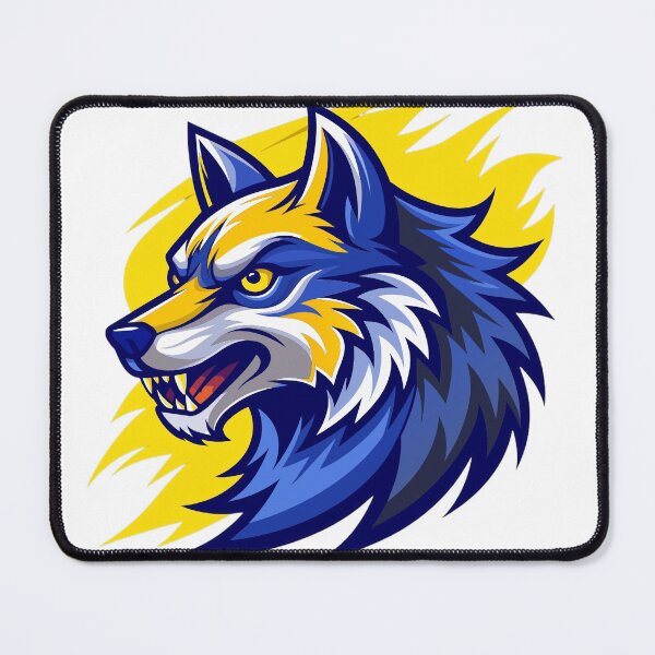 Item preview, angry wolf head in yellow and dark blue designed and sold by Arextr.