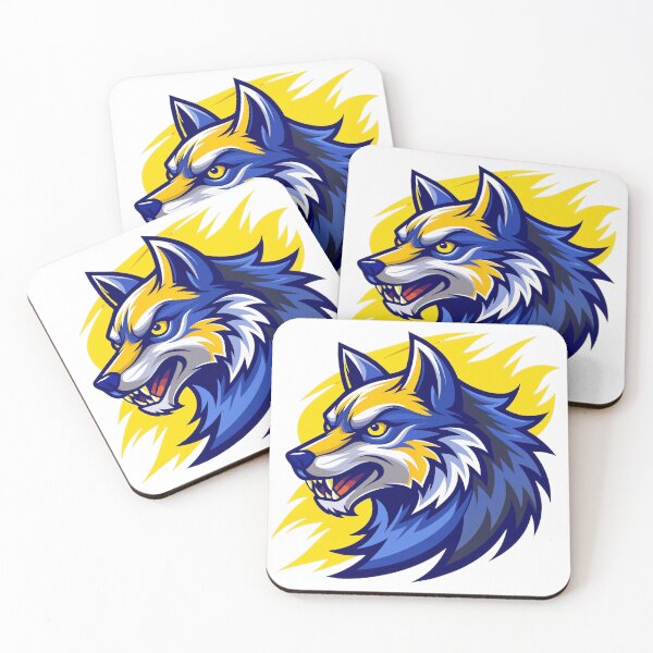 Item preview, angry wolf head in yellow and dark blue  designed and sold by Arextr.