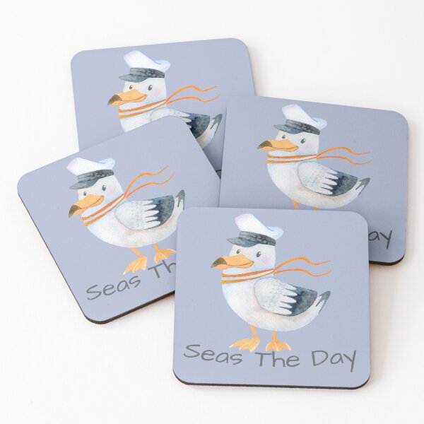 Item preview, Nautical Seagull Art - ‘Seas The Day’ Watercolor Print designed and sold by Hill Strom.