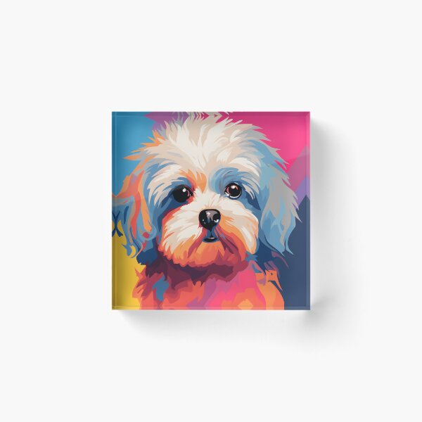 Item preview, maltese dog portraits drawing. animal colorful. Animal throw pillow.  designed and sold by formform.