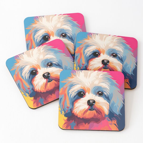Item preview, maltese dog portraits drawing. animal colorful. Animal throw pillow.  designed and sold by formform.