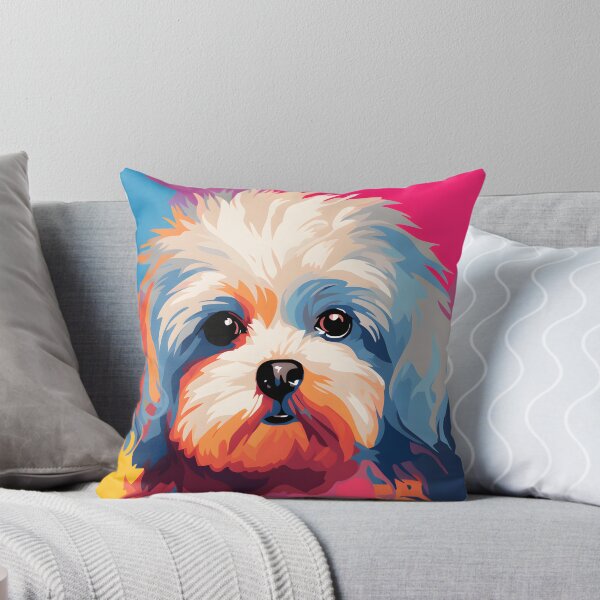 Item preview, maltese dog portraits drawing. animal colorful. Animal throw pillow.  designed and sold by formform.