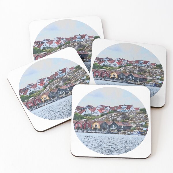 Item preview, Picturesque coastal town with colorful houses designed and sold by Ink-Kreativ.
