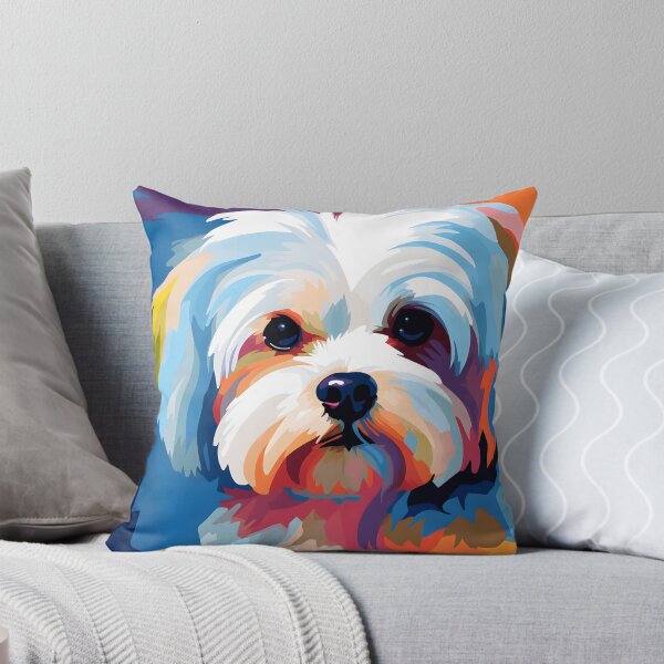 Item preview, maltese dog portraits drawing. animal colorful. Animal throw pillow.  designed and sold by formform.
