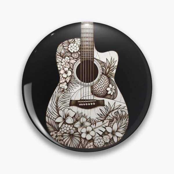 Item preview, Tropical Pineapple Plumeria Fern Design Acoustic Guitar Body designed and sold by HippieFarms11.