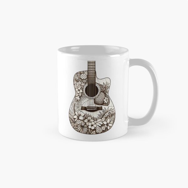 Item preview, Tropical Pineapple Plumeria Fern Design Acoustic Guitar Body designed and sold by HippieFarms11.