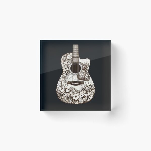 Item preview, Tropical Pineapple Plumeria Fern Design Acoustic Guitar Body designed and sold by HippieFarms11.