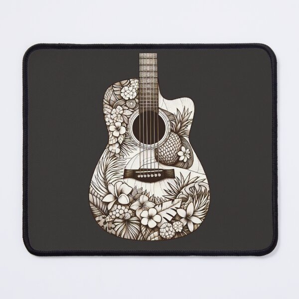 Item preview, Tropical Pineapple Plumeria Fern Design Acoustic Guitar Body designed and sold by HippieFarms11.