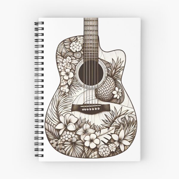 Item preview, Tropical Pineapple Plumeria Fern Design Acoustic Guitar Body designed and sold by HippieFarms11.