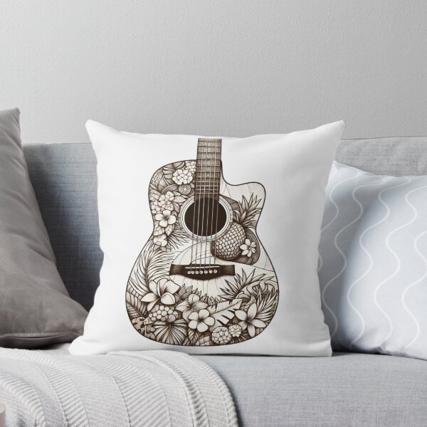 Item preview, Tropical Pineapple Plumeria Fern Design Acoustic Guitar Body designed and sold by HippieFarms11.
